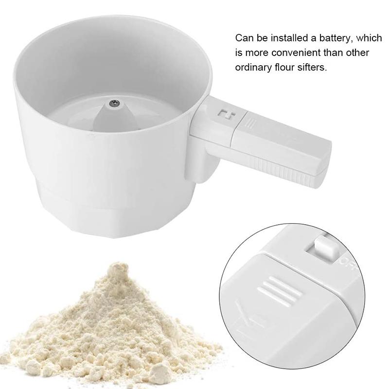 Electric Flour Sifter Bolt Plastic 5 Cup Battery Powered Automatic Handed Flour Sifter Icing Sugar Shaker Electric Baking Tools