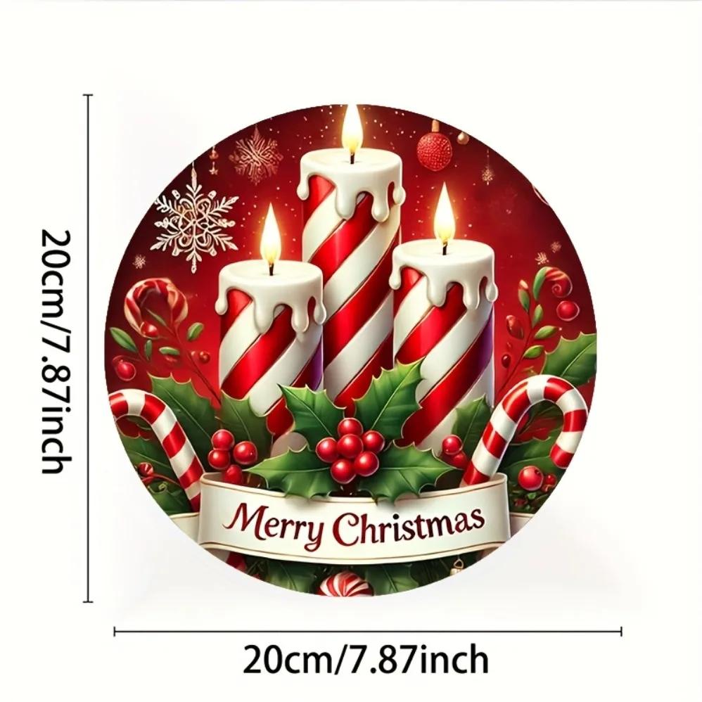 ChristmasThemed Iron Sign with Red and White Striped Candles Ideal for Farmhouse Decor Kitchen Garden Balcony Indoor