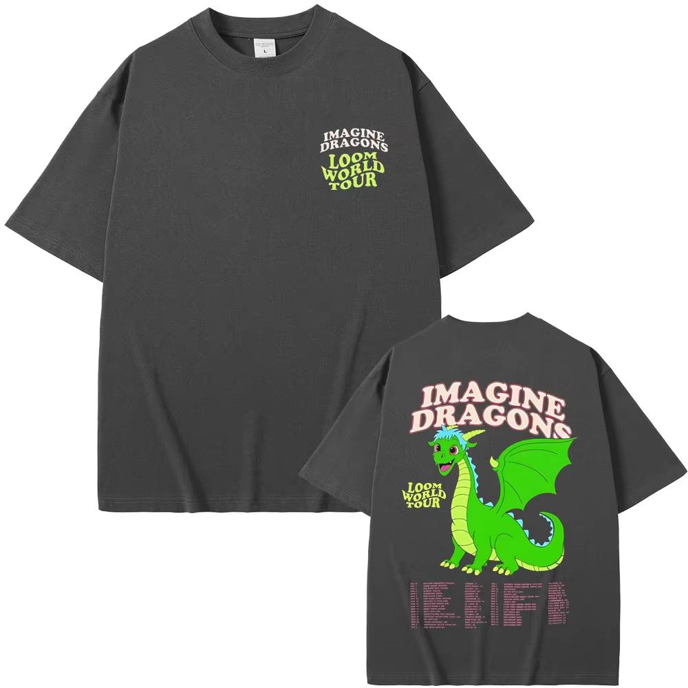 Rockowy zespół Imagine Dragons Kreskówkowe graficzne koszulki Loom World Tour 2025 T-shirty Męskie Damskie Modne Oversize z krótkim rękawem T-shirt