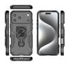 For iPhone 17 Pro Max Phone Case WANLONFENG PC TPU Back Cover Kickstand with Tempered Glass