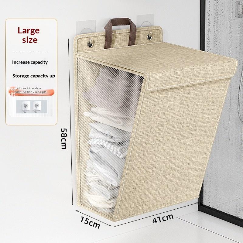 Wall Mounted Linen Dirty Clothes Bin Breathable Mesh Large Capacity Foldable Laundry Hamper for Bathroom Dorm Small Room