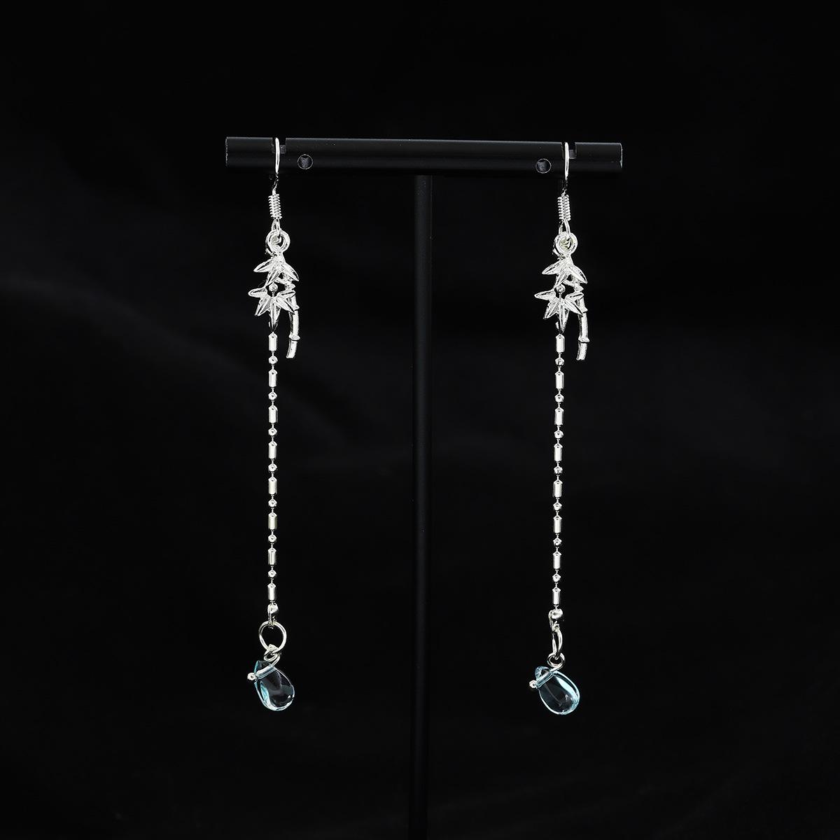 

Элегантные серьги-кисточки из бамбука из стерлингового серебра с крючками для ушей