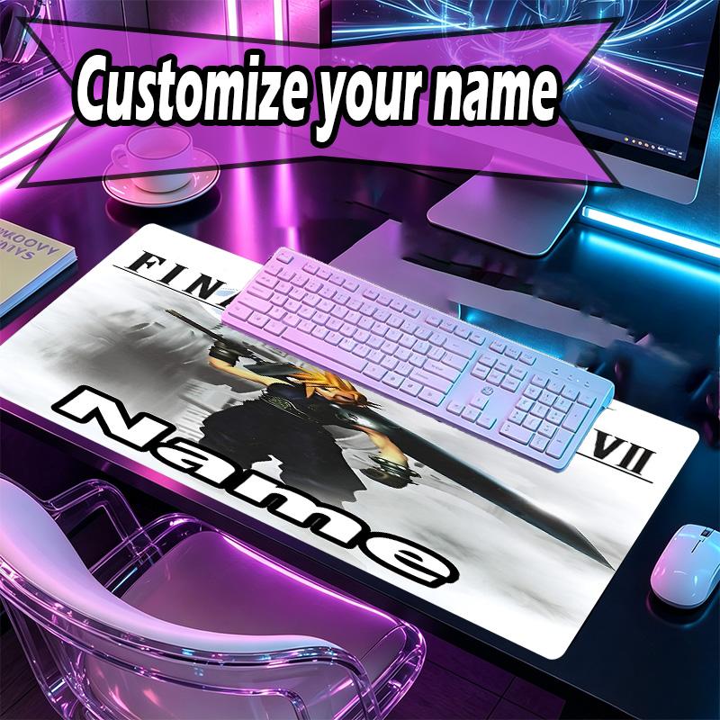 Custom Name Personalized Final Fantasy Pattern Mousepad, Laptop PC Desk Mat, Decorative Desk Mat for Home Keyboard Pad Gift