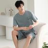 Men's 100% Cotton Short Sleeve Pajama Set - Summer Lightweight, Wearable Outdoors, Ideal for Teens