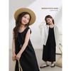 Girls' Back Slit Sleeveless Casual Dress