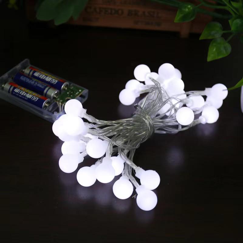 Starlit LED Camping String Lights: Frosted White & Colored Round Balls Warm white