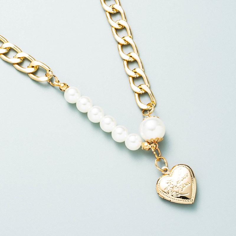 

Европейский и американский панк-стиль массивный чокер-цепочка с кулоном в виде сердца из искусственного жемчуга