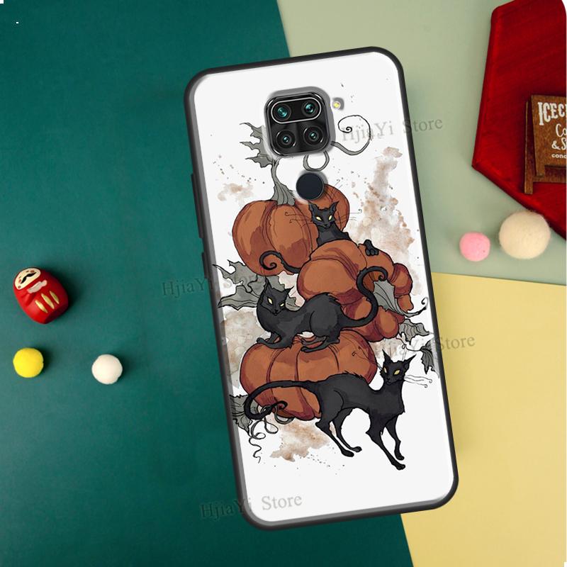 Halloween Witch Cat Case For Xiaomi Redmi Note 11 Pro 10 9 8 10S 11S Phone Coque For Redmi 10 9T 9A 9C Cover