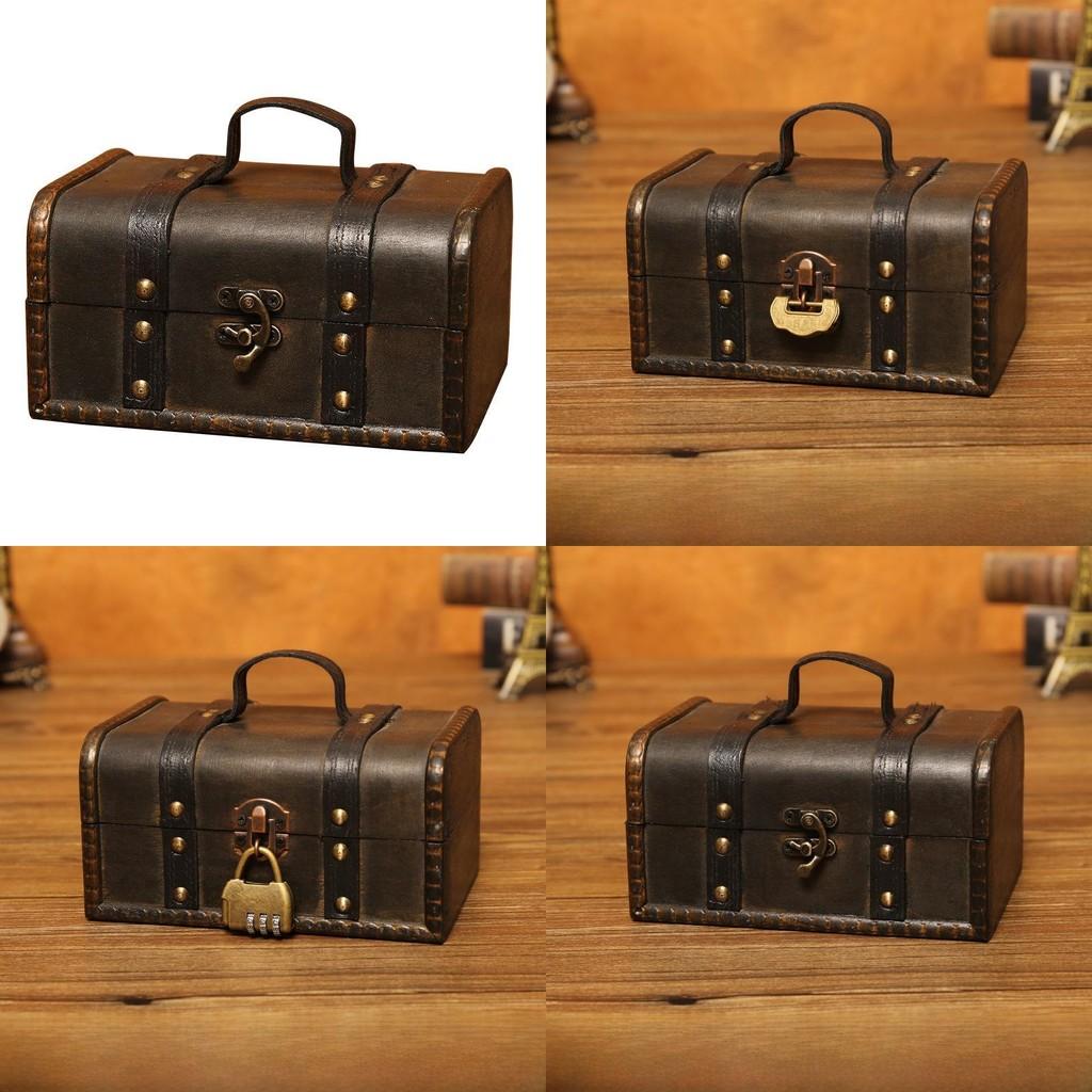 Vintage Wooden Organizer Box With Lid For Desk Jewelry Makeup Decoration Storage