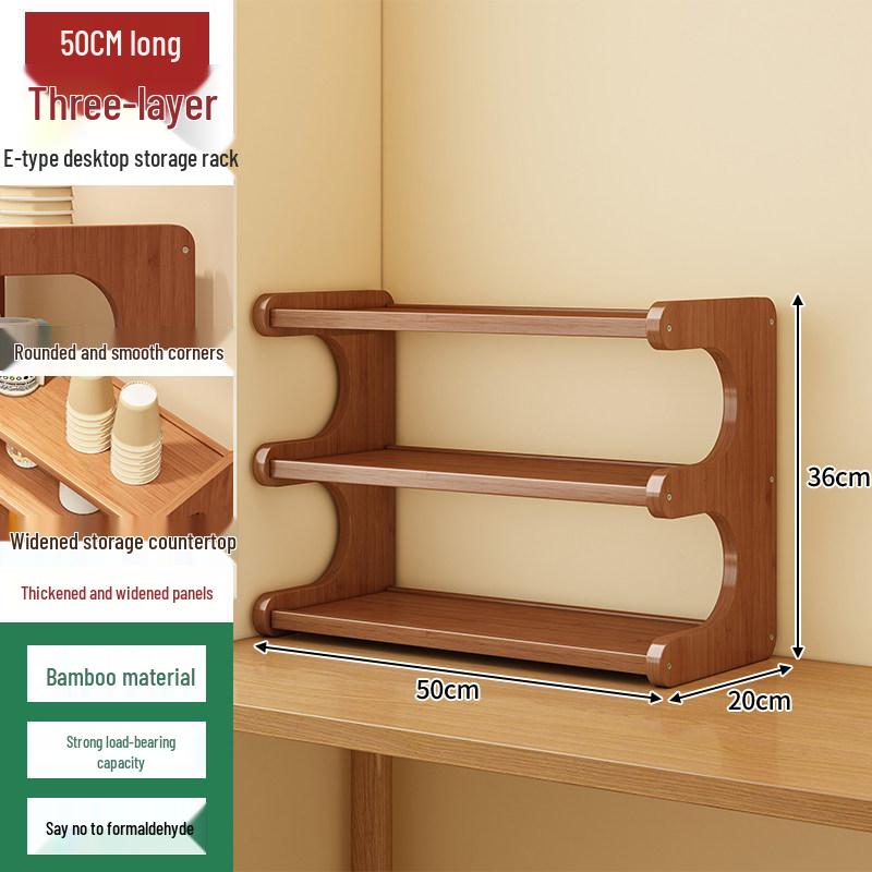 Mini Wooden Desktop Bookcase & Tea Table Storage Rack with Cup Holder - New Chinese Style