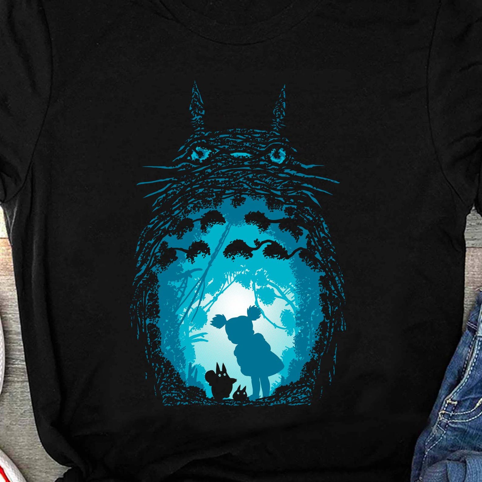 Totoro Shirt, Ghibli Vintage My Neighbour Totoro T-Shirt, Mei Kusakabe Tee, Minimal Anime Miyazaki TShirt, Spirited Away Christmas Gift XL
