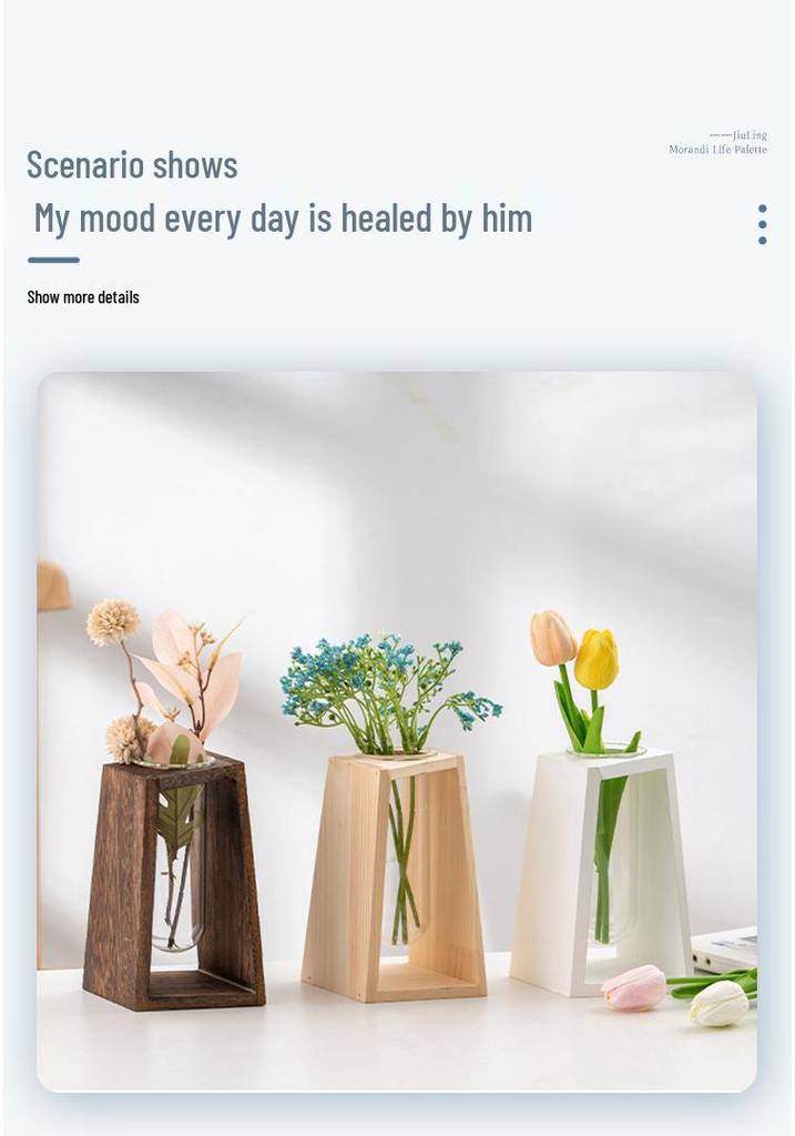 Retro Wooden Hydroponic Vase: Fresh Living Room Desktop Ornament for Chlorophytum.