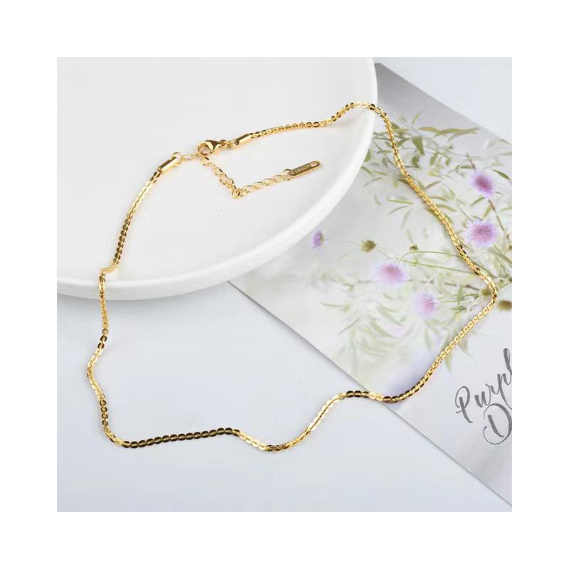 Women's Korean Style Simple Oval Titanium Steel Necklace - Non-Fading Clavicle Chain Accessories