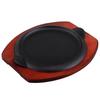 ZISIZ Cast Iron Teppanyaki Grill Plate Set with Wood Board, 2-Pack