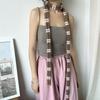 Luochi Fluffy Soft Y2K Striped Knit Scarf - Versatile Neck Warmer for Women