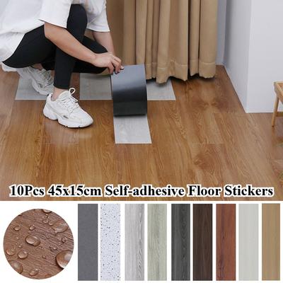 10 Stück 45x15cm PVC Bodenaufkleber Selbstklebende Aufkleber Wasserdicht Verdickt Holzmaserung Bodenaufkleber Wohnzimmer