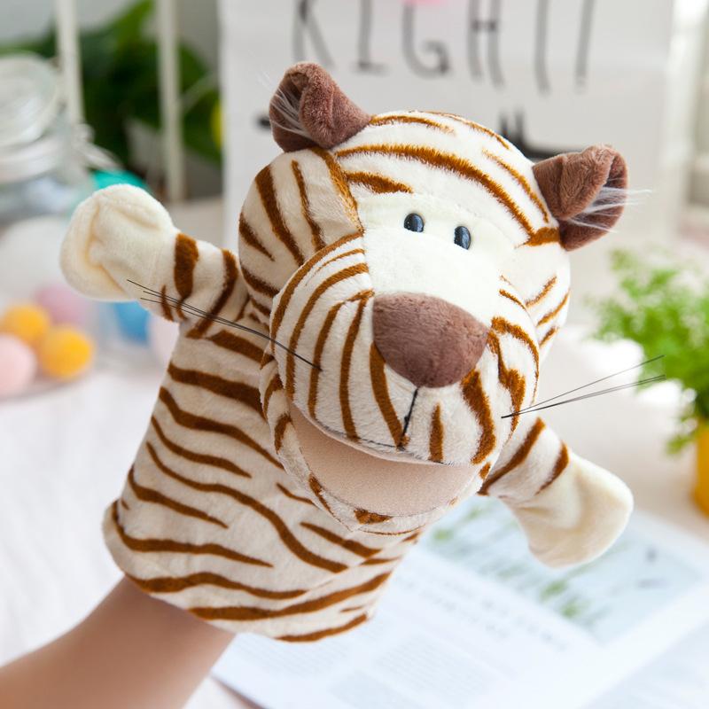 Original 25Cm Hand Puppet Soft Plush Toys Cute Elephant Lion Monkey Animal Stuffed Puppet Pretend Story Dolls Gift For Children