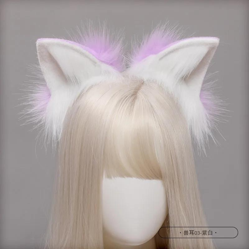 Halloween Red Wolf Fox Cat Ears Plush Hair Hoop Lolita Lovely Handmade Party Headdress Anime Cosplay Party Kawaii Accessories