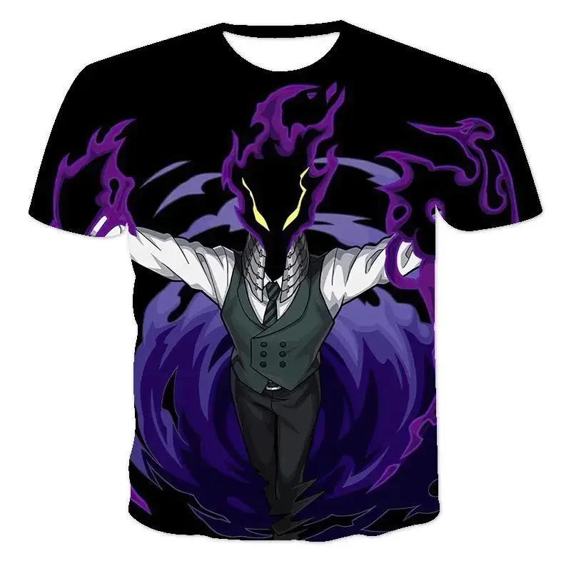 3D My Hero Academia Anime Character Graphic Printed Casual Short Sleeved Men's T-shirts - Medium Stretch Polyester Fabric Summer Relaxed Fit Clothing