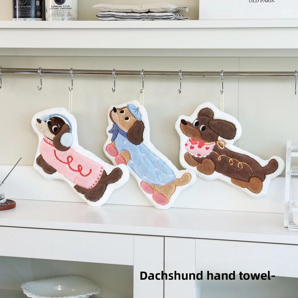 Thickened Super Absorbent Quick-dry Cute Cartoon Coral Fleece Small Square Hand Towel Dual-Use Kitchen Bathroom Home