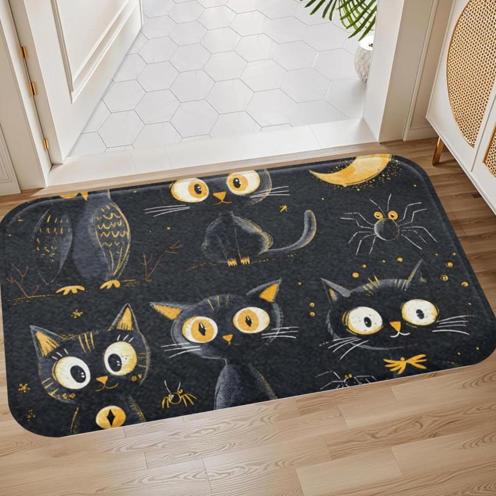 1PC Halloween Skull Crow Kitchen Rug Non-Slip Door Mat Pop Design Bathroom Rug Bath Mat Carpet for Home Sink Laundry Decor