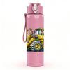 1PC Yellow Construction Excavator Print 750ml Color Plastic Sports Water Bottle Leakproof Flip Straw Lid Suitable for Sports Office Home Use
