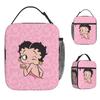 B-Bettys Boops Lunch Bag Portable Zipper Lunch Box Women Picnic Print Cooler Bag Kawaii Oxford Thermal Tote Handbags
