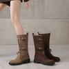 Chunky Long Women's Boots Designer Lace Up Winter Heeled Shoes 2025 Fashion Motorcycle Boots New Trend Brand Walking Mujer Botas