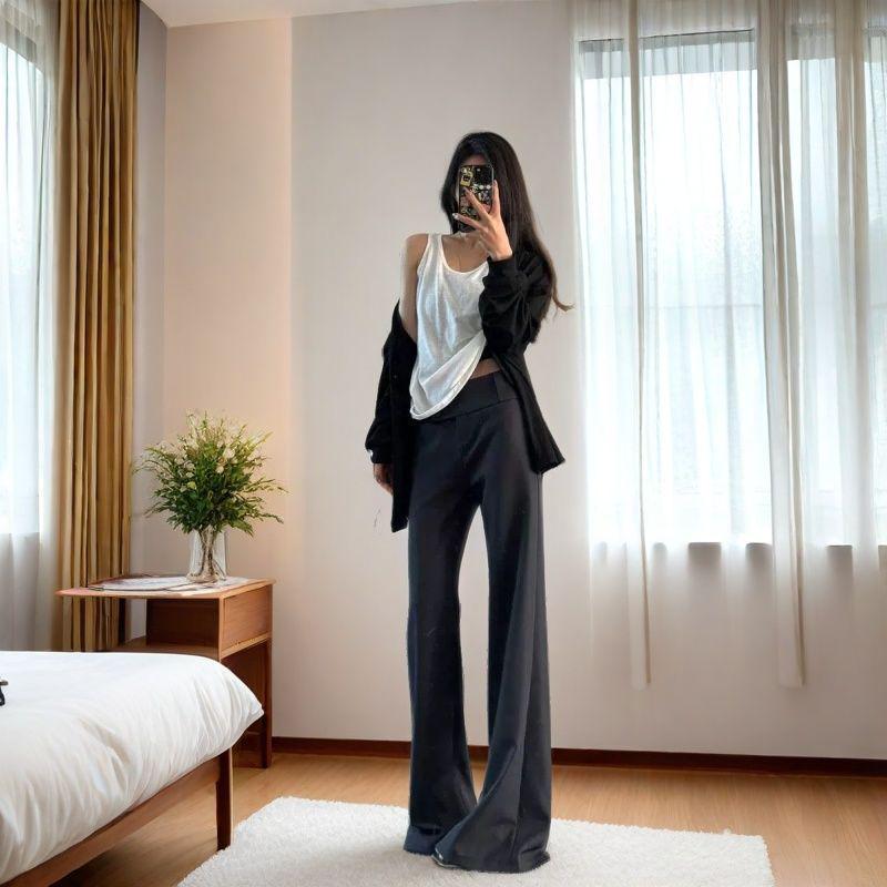 

Women s Versatile Floor-Length Wide-Leg Pants: Loose, Slim-Fit, Stylish Straight-Leg Draped Design for Summer 2026 S - 90-100 lbs