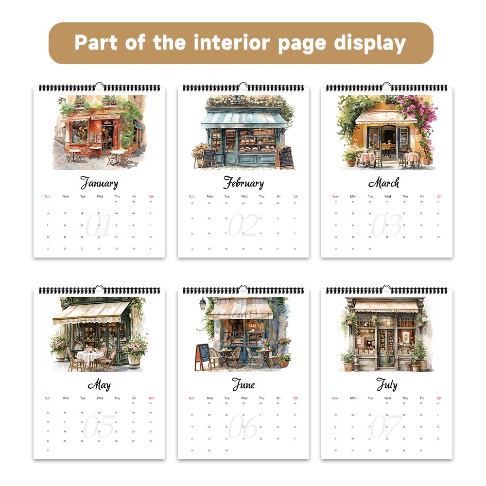 1pc 2026 Hand-Painted Illustration Healing Flower Shop Series Wall Calendar, 12 Designs, Ideal for Birthday, Christmas Gifts