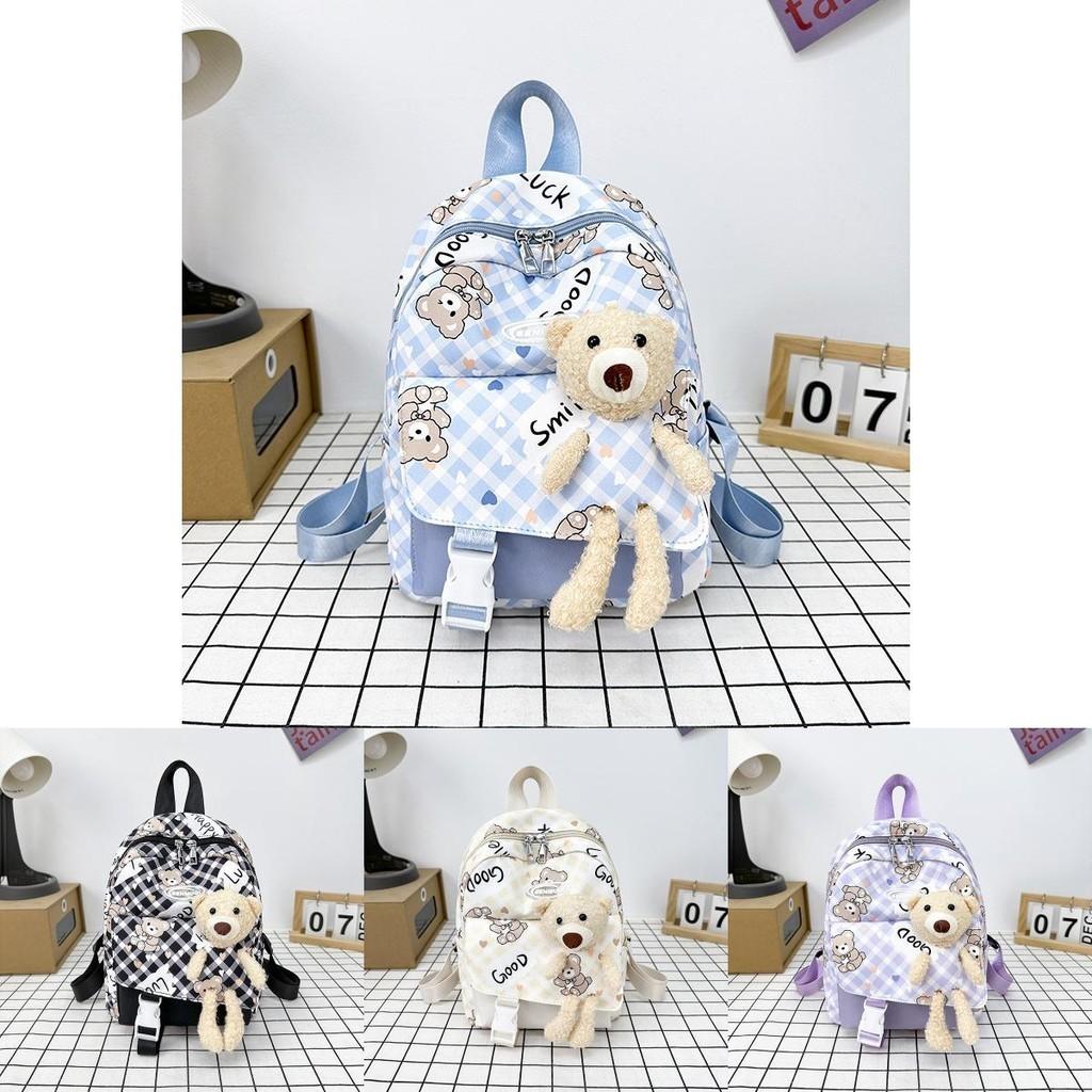 Adorable Cute Bear Print Canvas Backpack For Boys And Girls Age 3 To 6 Years