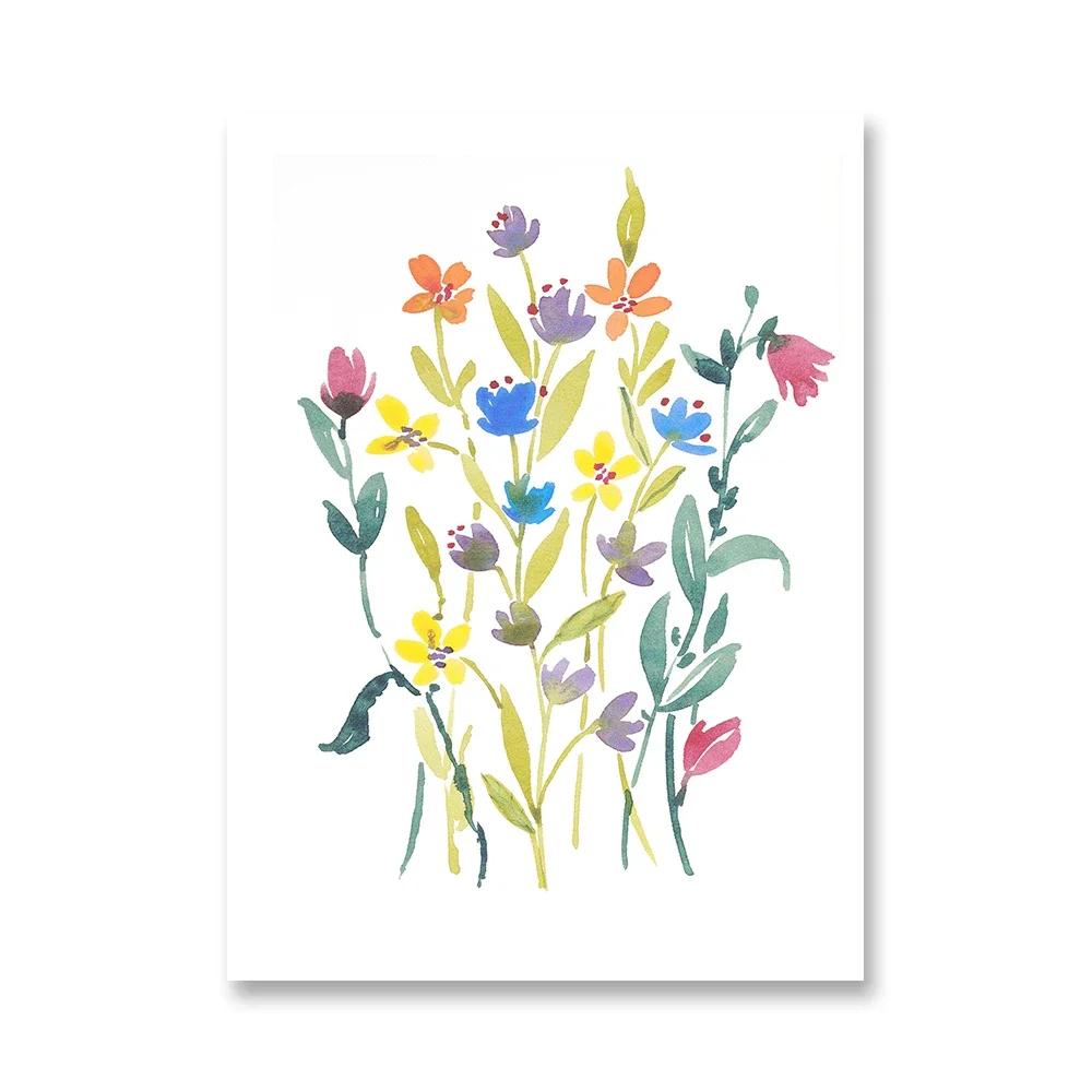Watercolor Wildflower Flower Poster Colorful Floral Prints Plant Wall Art Canvas Painting Wall Pictures for Living Room Decor