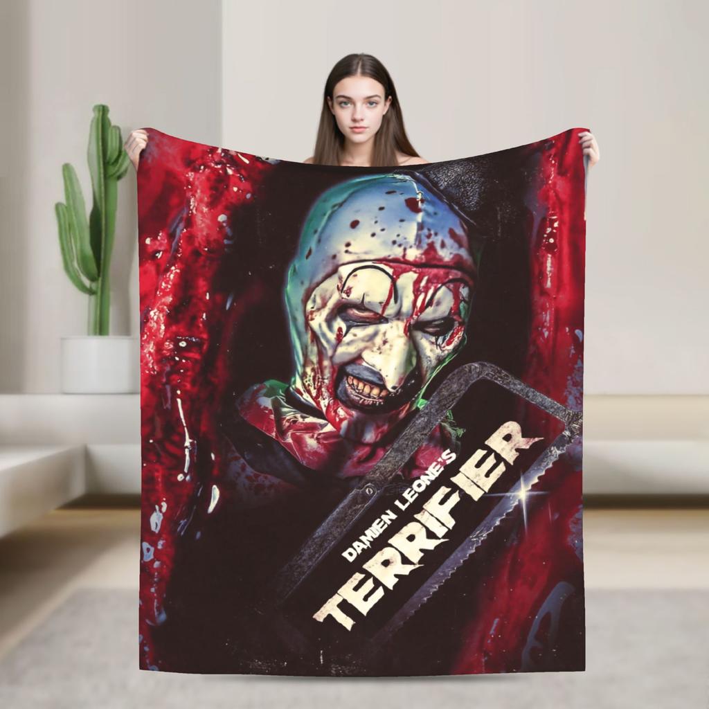 Terrifier Decke Film Kunst Der Clown Camping Flanell Bettwäsche Überwürfe Für Heimdekor Weich Warm Benutzerdefinierte Qualität Tagesdecke Geschenk