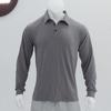 Men S Long Sleeve Ribbed Polo Shirt Slim Fit Casual Top