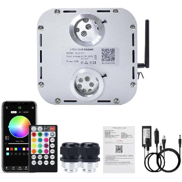 AKEPO 10W Twinkle Fiber Optic Light Engine Light Source, APP Control + Music Activated + 28-Key Remote Control for Car Stars Headliner and Home Star