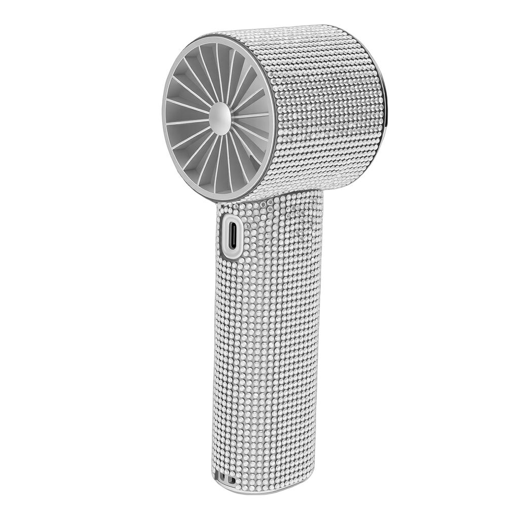 Rhinestone Handheld Turbo Fan 199 Speeds Adjustable USB Rechargeable Portable Small Pocket Fan with Digital Display for