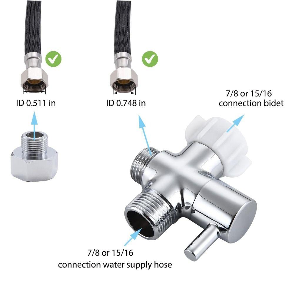 Chrome Finish Bidet T Adapter Solid Brass Tee Connector Premium Brass T Adapter  Handheld Toilet