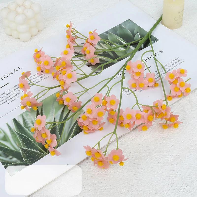 Wedding Decor Artificial Flowers Silk Small Daisy Plant Auditorium Decoration Fake Flower Simulation Yellow Chamomile Branches