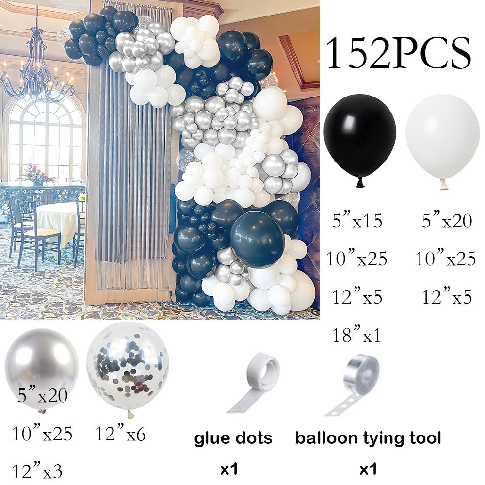 

Black White Balloons Garland Arch Silver Confetti Balloon Kit Graduation Baby Shower Wedding Anniversary Baby Shower Decoration AS Picture