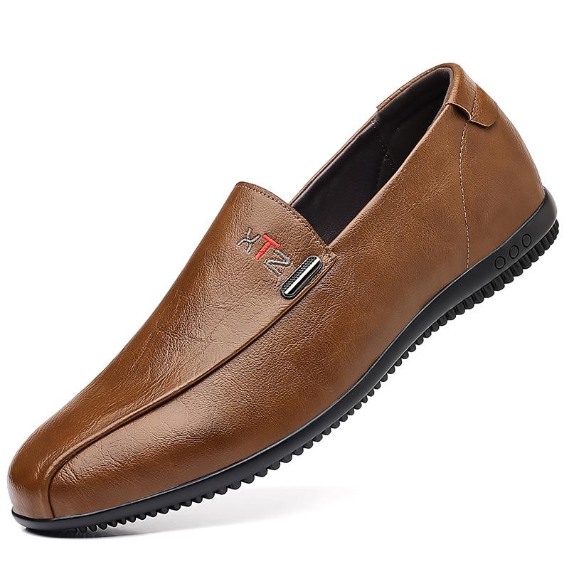 

New factory casual men s shoes handmade leather shoes one-pedal driving shoes men s versatile leather shoes soft sole soft surface 44 [standard leather shoe size] коричневий