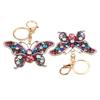 Butterfly Keychain Crystal Rhinestones Zinc Alloy Chain Sparkling Butterfly Keyring for Key Car Purse Handbag Colorful
