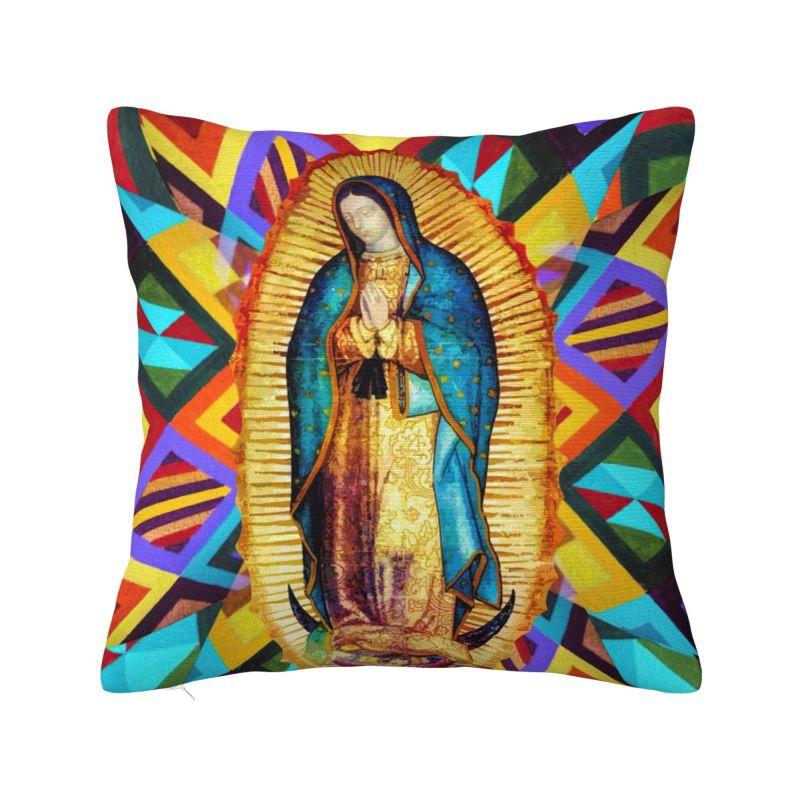 Our Lady Of Virgin Mary Mexico Pillow Covers Living Room Christian Jesus Saint Catholic Luxury Cushion Cover Velvet Pillowcase