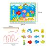 Wooden Toy 4-in-1 Fishing Game Stacking Blocks Lacing Beads Pattern Shape Matching Toys for Toddlers Kids