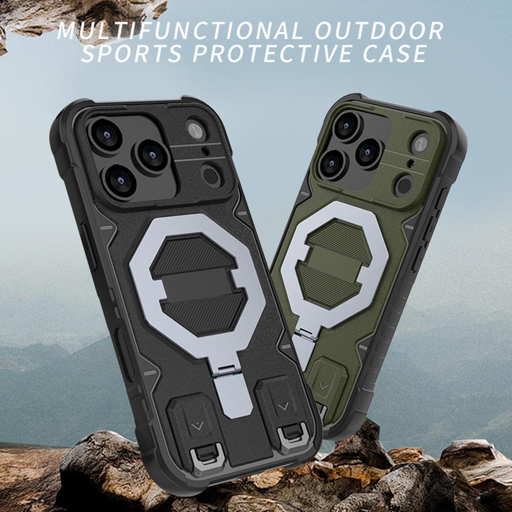 For iPhone 17 Pro Max Case Compatible with MagSafe PC+TPU Kickstand Phone Cover with Lanyard