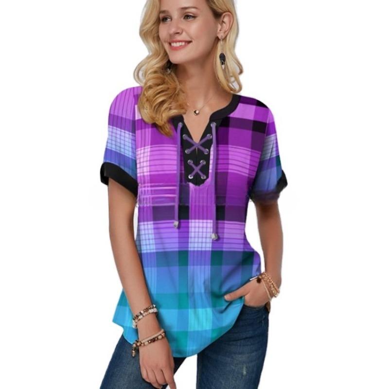 IHUASU Letnia Drukowana Koszulka Damska Luźna