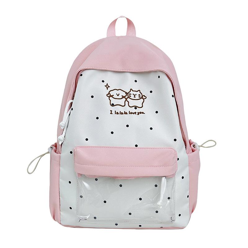 High value ins style student schoolbag women s fashion polka dot design backpack simple going out versatile travel backpack single package розовый