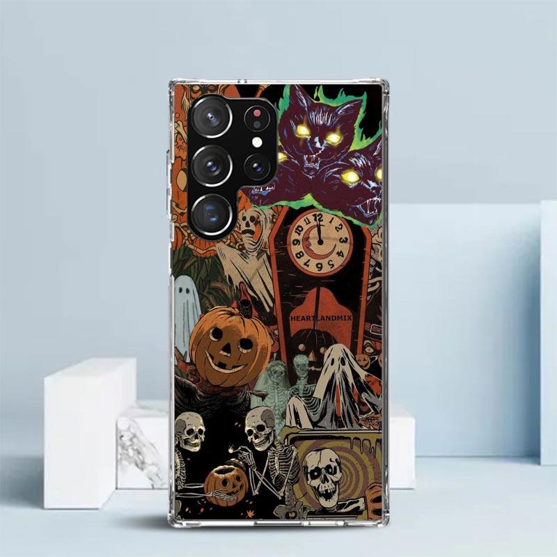 October Fall Halloween Spooky Pumpkin Phone Case For Samsung Galaxy S24 S25 Edge S26 Ultra S22 S23 Plus S21 + S20 FE Soft TPU Ba