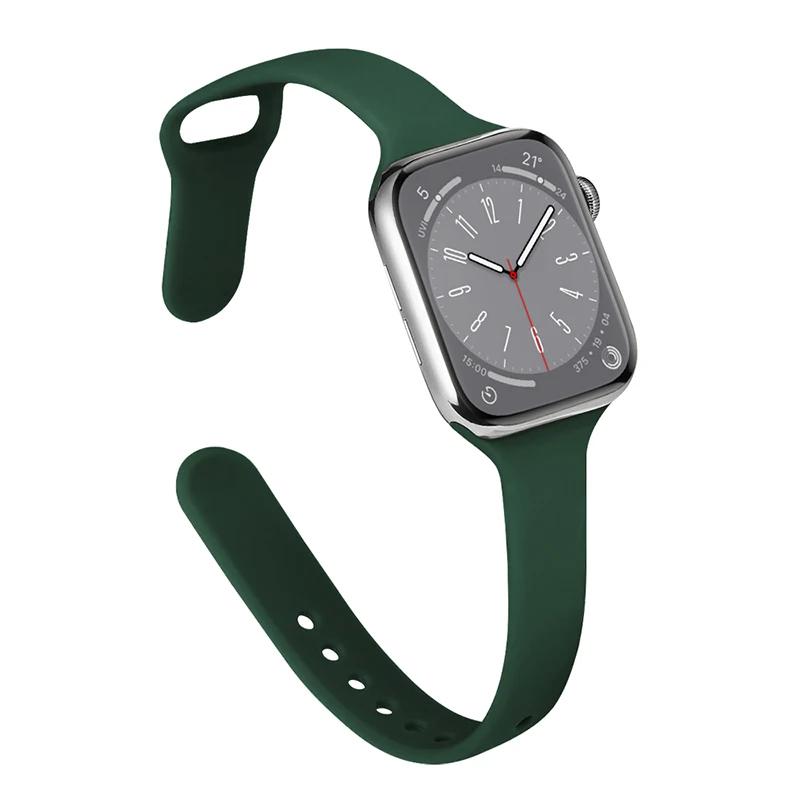 Slim Strap for Apple Watch Band 44mm 40mm 38mm 42mm Ultra 49mm Silicone Bracelet Correa iWatch Series 6 Se 5 4 3 7 8 45mm 41mm