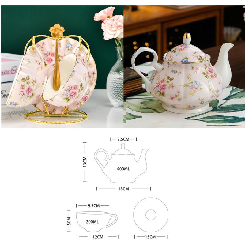 European Ceramic Tea Set English Afternoon Tea Cup Set Teapot High-Grade Porcelain Coffee Pot 1 TeaPot 2 Cups and Saucers