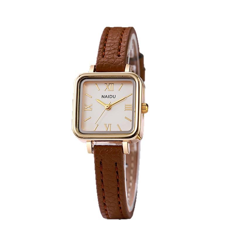 Trendy Square Leather Strap Women's Watch - Korean Style Luxury Quartz